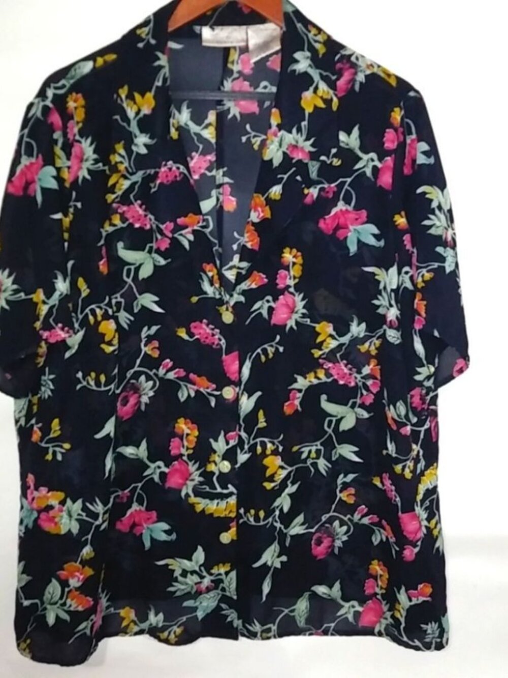 Kathy Lee 22 24 Black Navy Flowered Top Plus